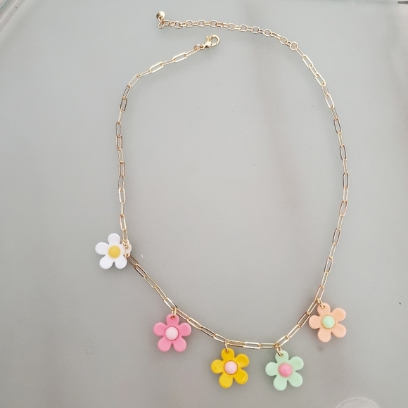 NEW Multi Retro Flower Daisy Daisies Link Necklace - Picture 6 of 7